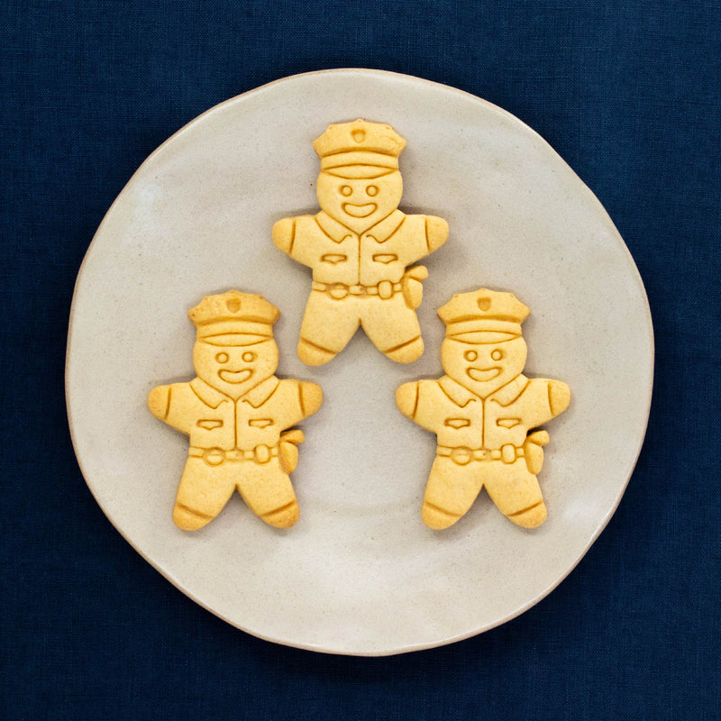 Police officer cookies made with bakerlogy police officer cookie cutter