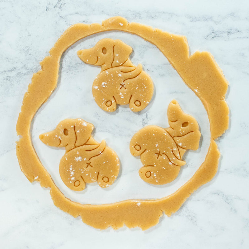 Bakerlogy Smiling Dachshund Butt Cookie cutout dough
