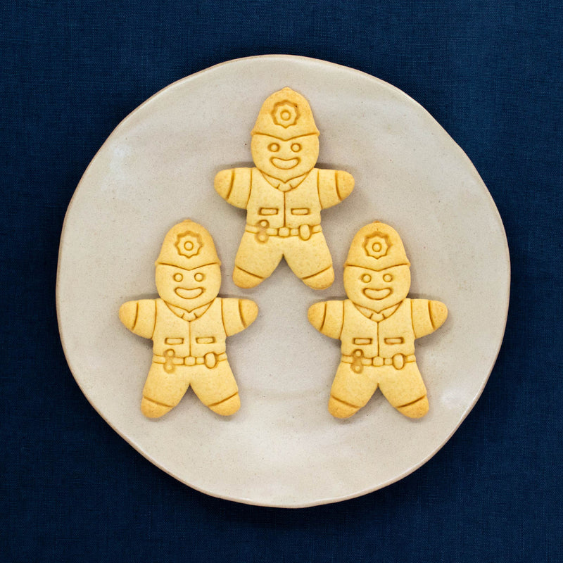 UK Police Bobby cookies made with bakerlogy UK police constable cookie cutter