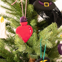 love potion clay ornament on christmas tree