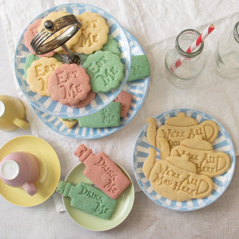 alice's adventures in wonderland - eat me, drink me, we are all mad here teapot cookies