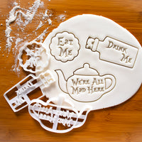 Set of 3 Eat Me, Drink Me, We are all Mad here Teapot Cookie Cutters