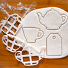 Teabag, teacup, and teapot cookie cutters