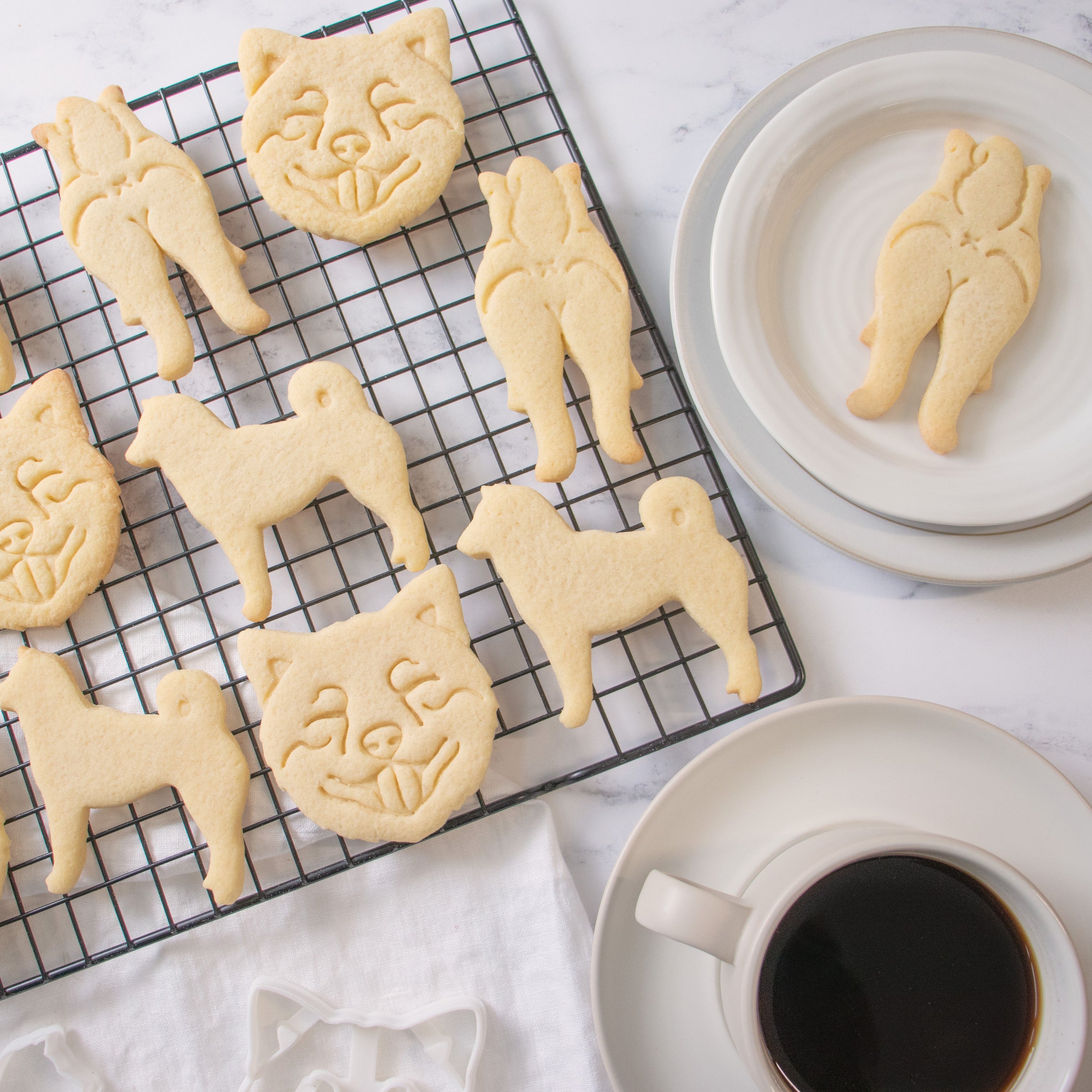 Set of 3 Shiba Inu Cookies: Silhouette, Face, & Butt