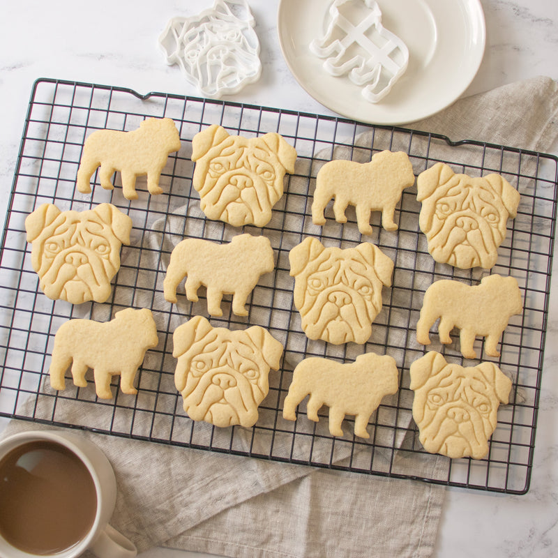 english bulldog face and silhouette cookies