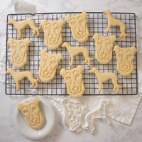 greyhound dog face and silhouette cookies