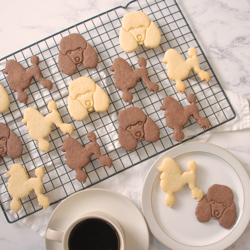 poodle dog face and silhouette cookies