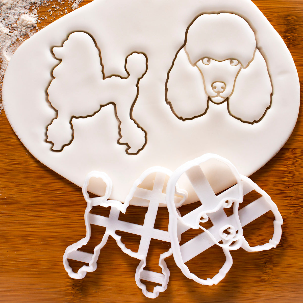 set of 2 poodle dog cookie cutters