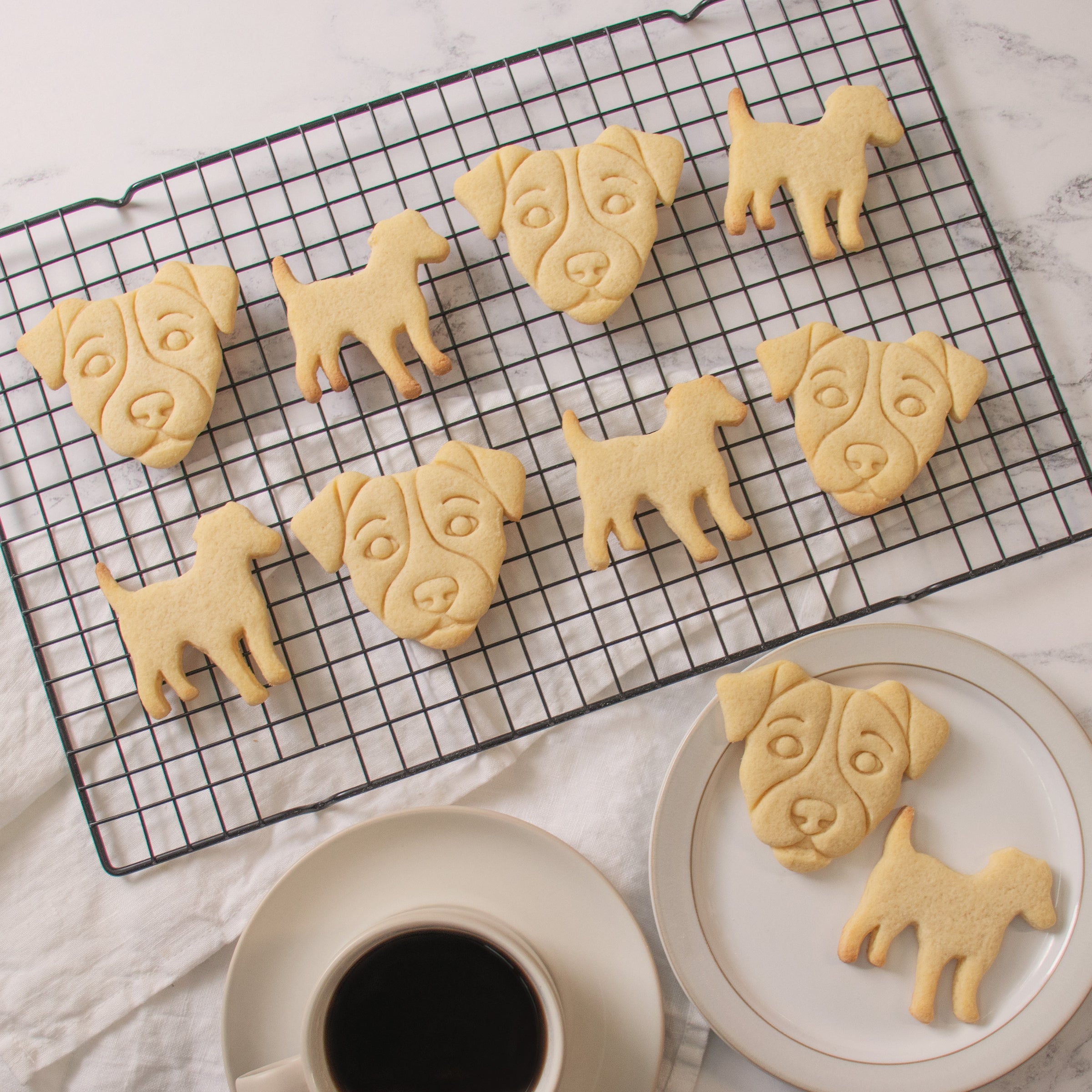 jack russell face and silhouette cookies