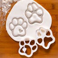 set of 2 large realistic and cute dog paw cookie cutters