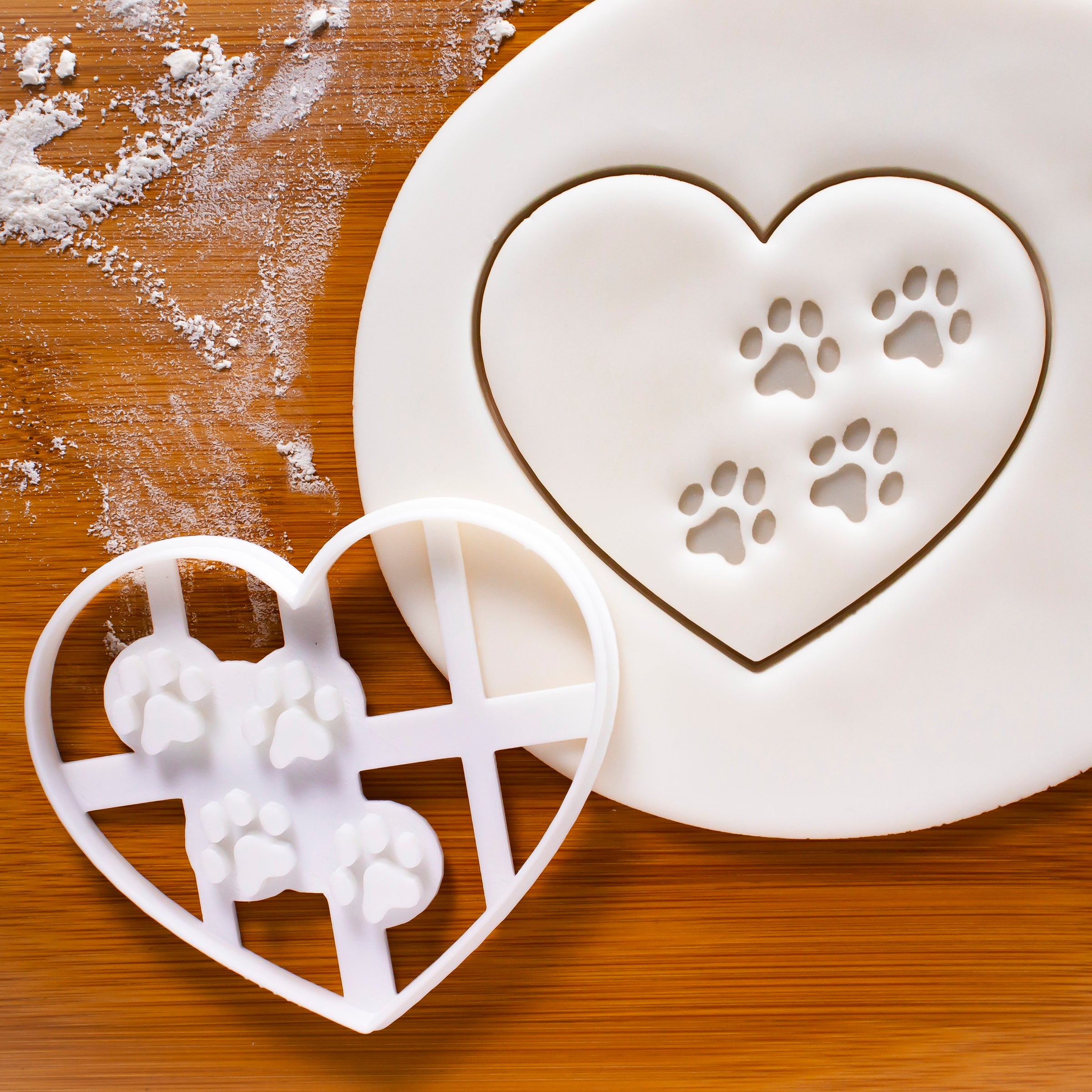 heart paw prints cookie cutter