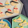 Ferry Ship, Submarine, & Sail Boat Cookies