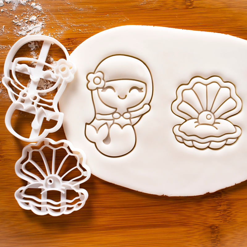 Mermaid and Pearl Oyster Cookie Cutters