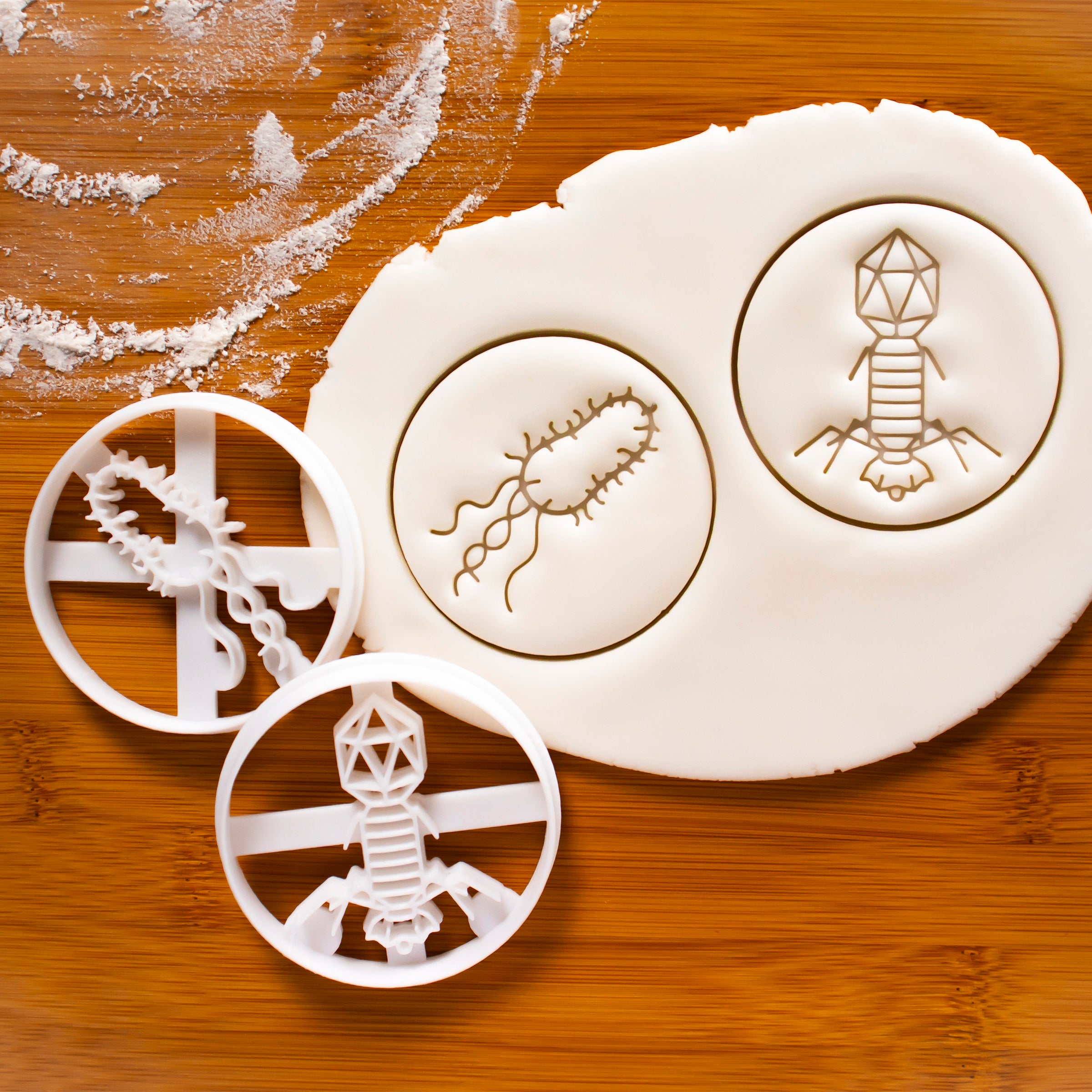 set of 2 bacteria and virus cookie cutters