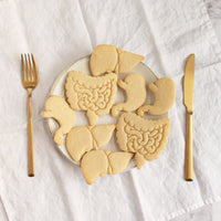 set of 3 gastrointestinal tract anatomy cookies - intestines, liver, and stomach