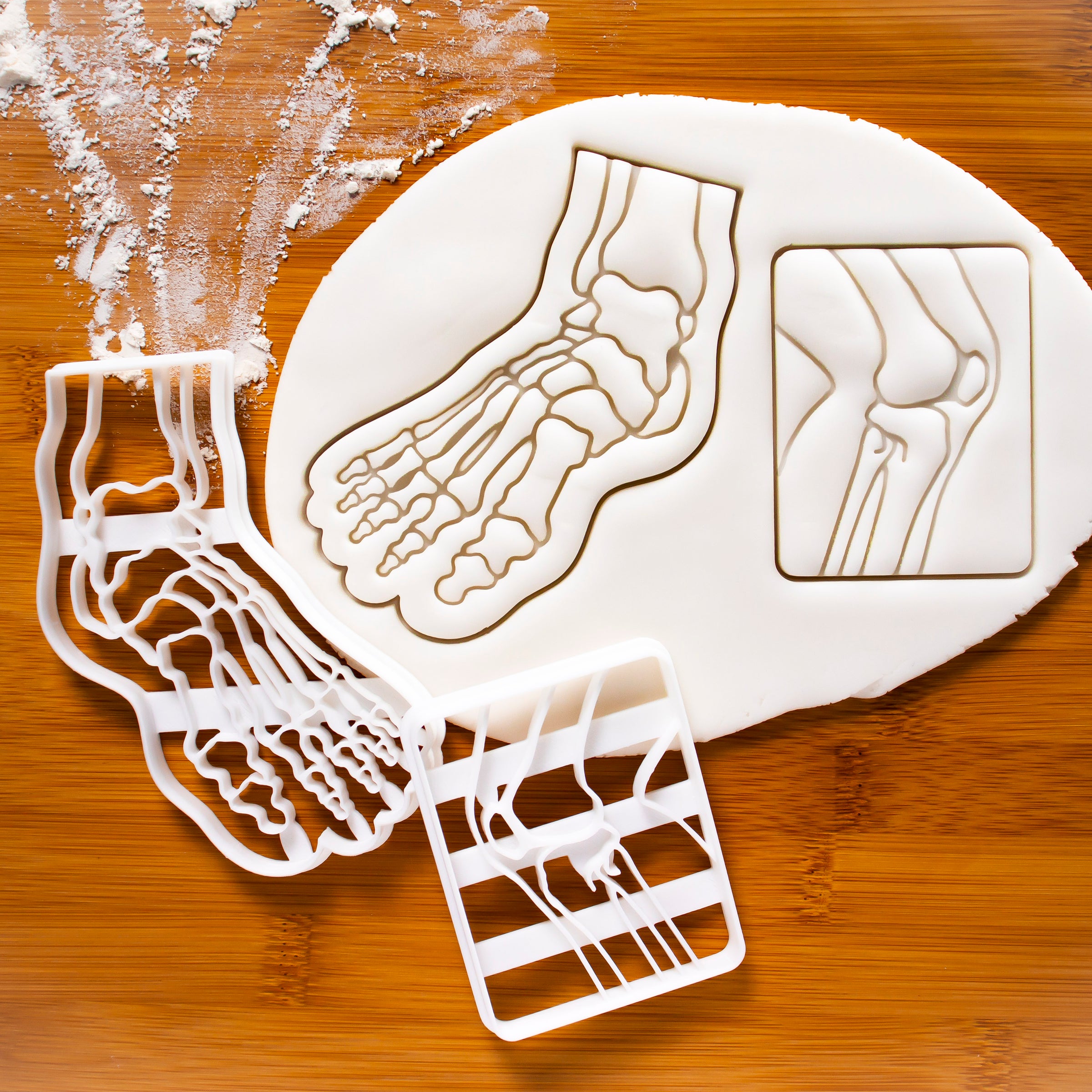 X-Ray Knee Bone and Anatomical Human Foot Cookie Cutters