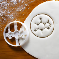 Caffeine Molecule cookie cutter pressed on fondant