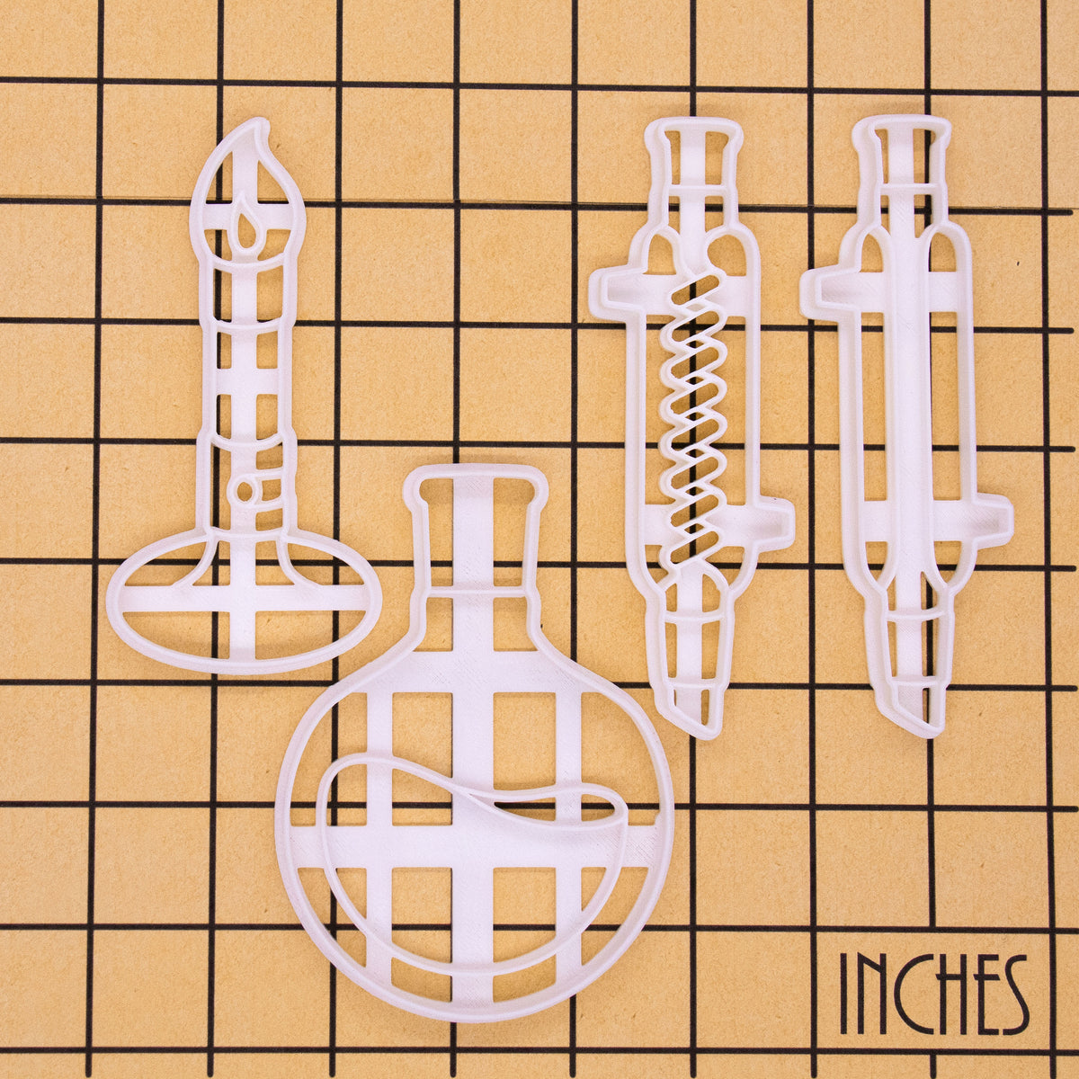 Cutter Flask Cookie Cutters: Bunsen Burner, Round Bottom Flask, Liebig & Graham ...
