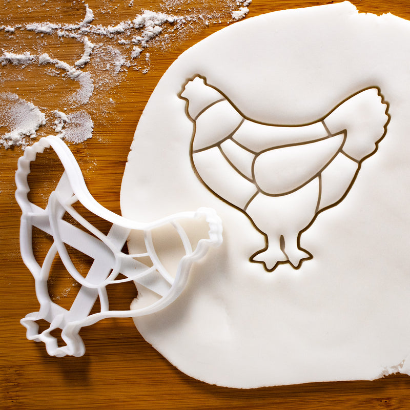 Butcher Chicken Chart cookie cutter pressed on fondant