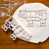 Butcher Cow Chart cookie cutter pressed on fondant