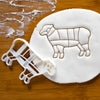 Butcher Lamb Chart Cookie Cutter pressed on fondant