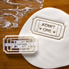 Admit One Ticket Cookie Cutter pressed on fondant