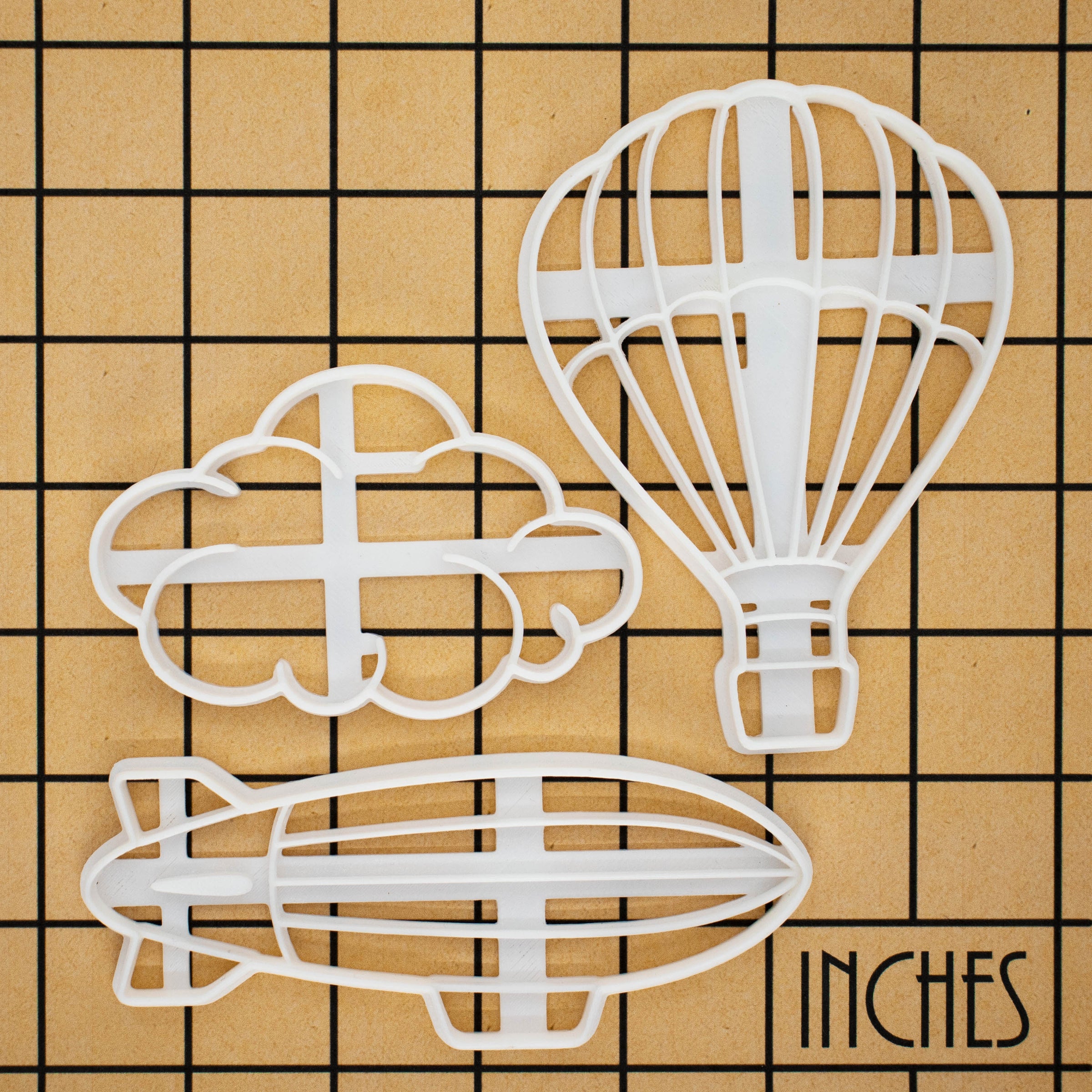 Set of 3 Cookie cutters - Hot Air Balloon, Cloud, and Blimp