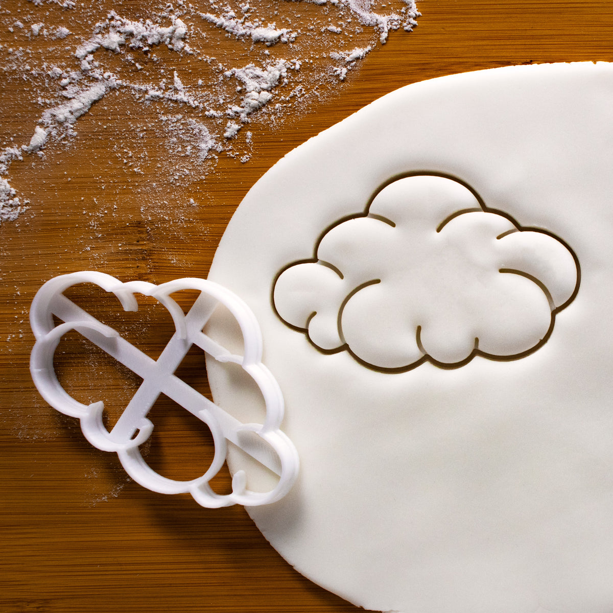 Fluffy Cloud Cookie Cutter pressed on fondant