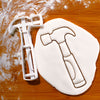 hammer cookie cutter pressed on white fondant