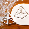 3D geometric pyramid cookie cutter pressed on fondant
