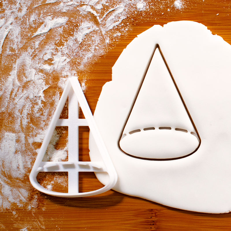 3D geometric cone cookie cutter pressed on fondant