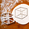 3D geometric cube cookie cutter pressed on fondant