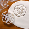Camellia Flower cookie cutter (Simple design) pressed on fondant