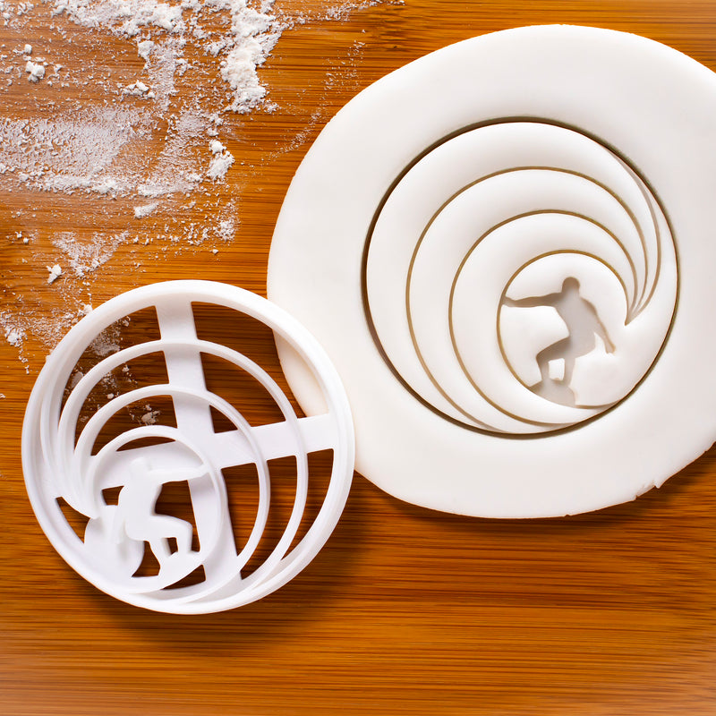 surfer riding waves cookie cutter