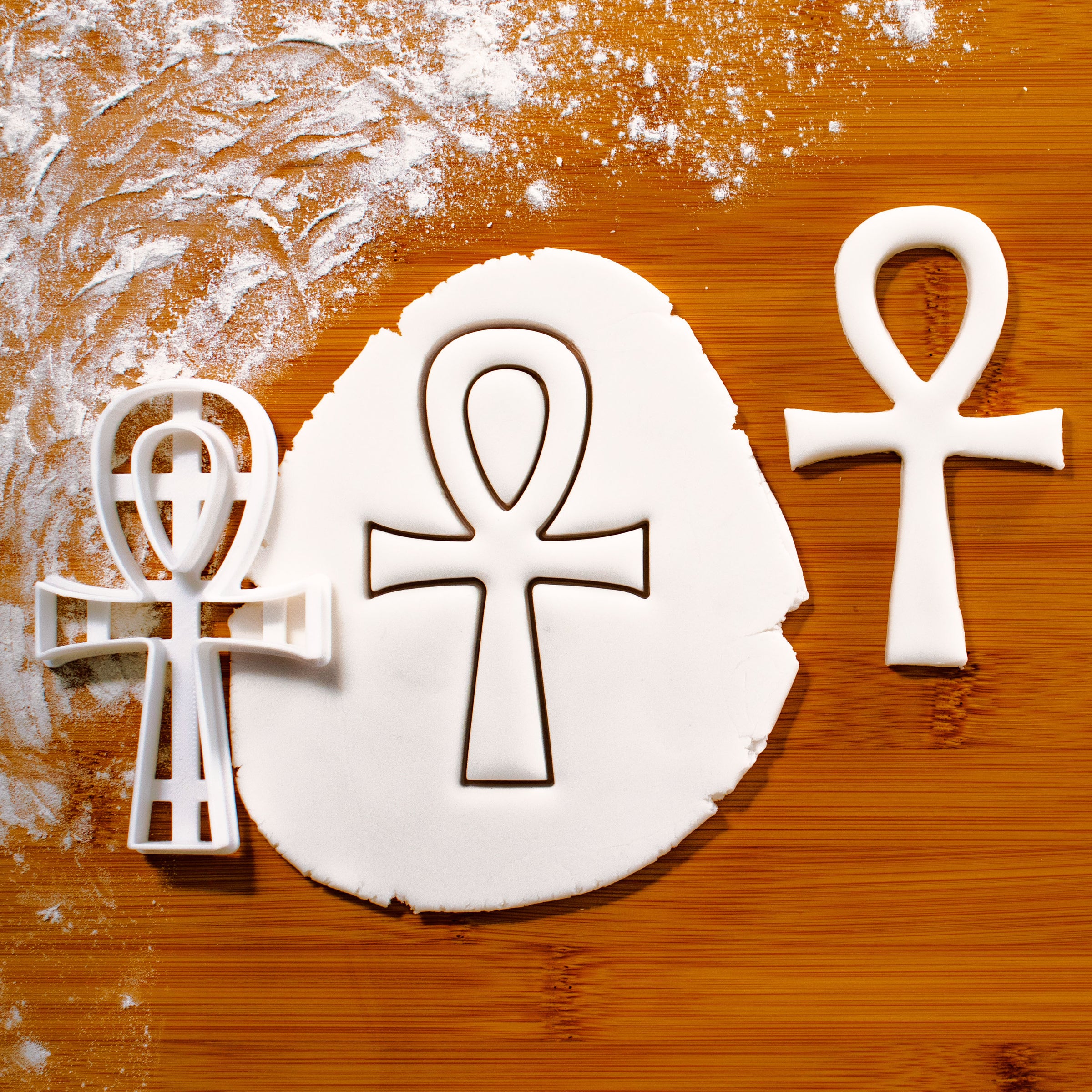 Egyptian Ankh cookie cutter pressed on fondant
