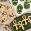 ankh, eye of horus and scarab beetle Egyptian themed cookies