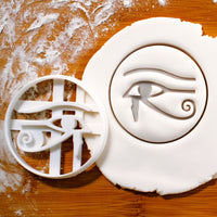 Egyptian Eye of Horus cookie cutter pressed on fondant
