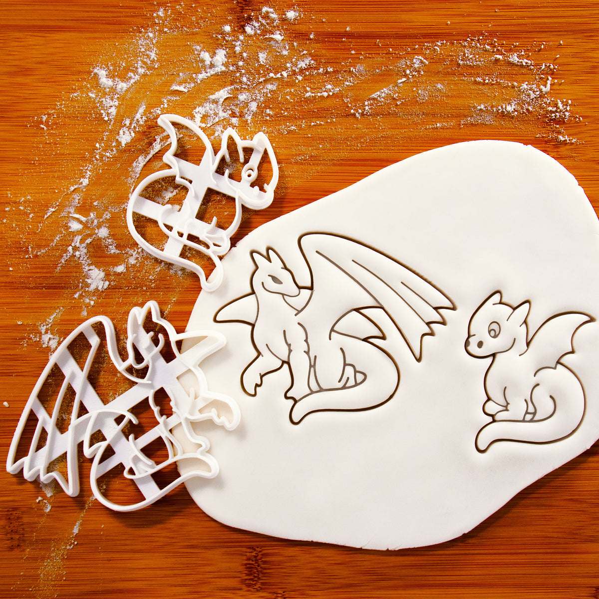 Set of 2 Cookie Cutters: Adult Dragon & Baby Dragon