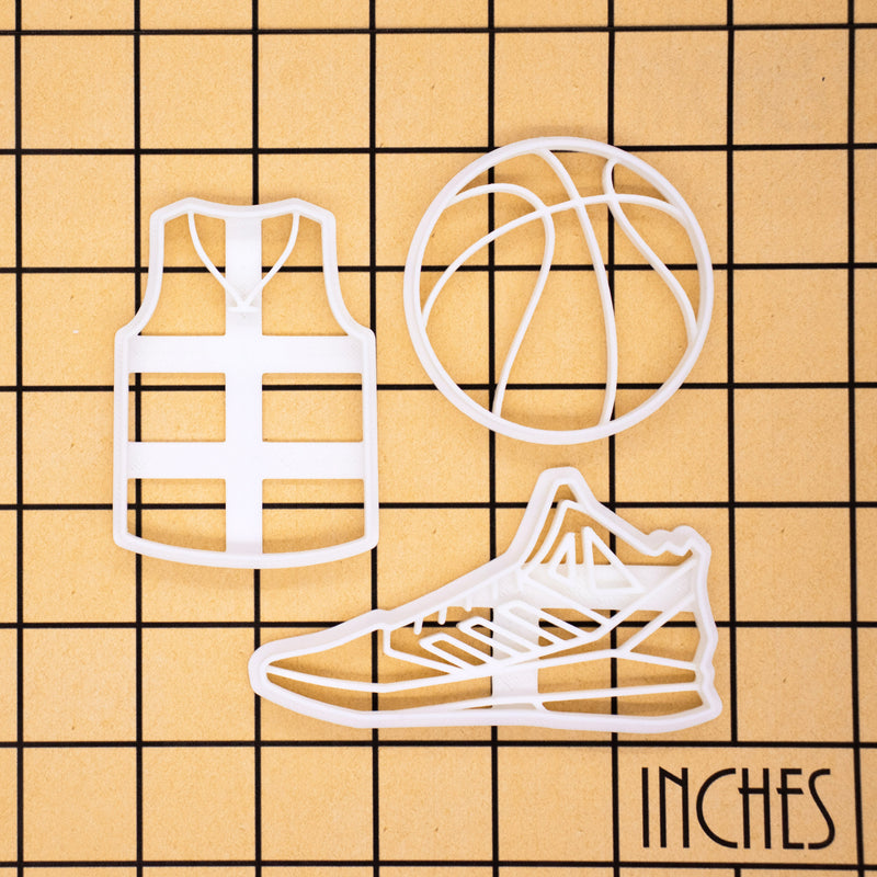 set of 3 basketball themed cookie cutters