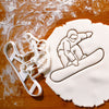 snowboarder cookie cutter pressed on fondant