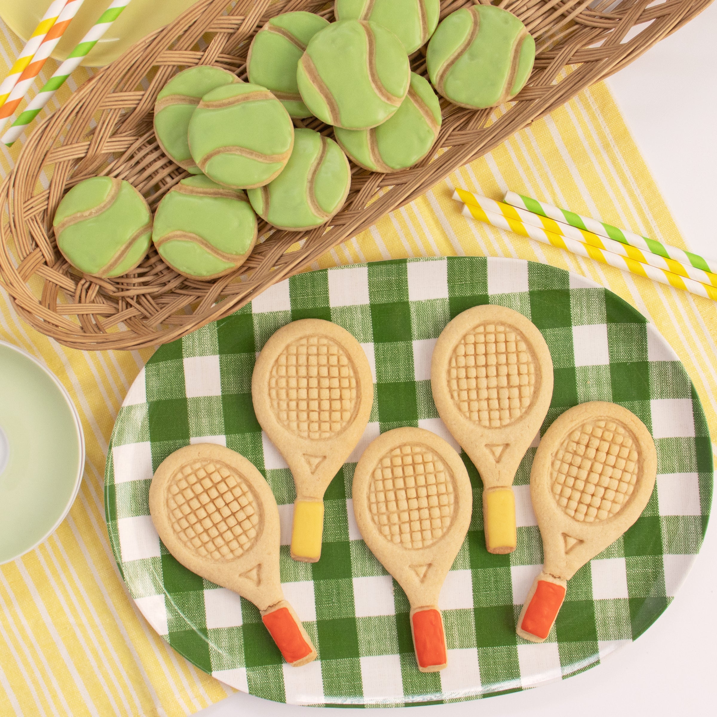 tennis racket and ball cookies