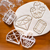 set of 3 precious stones cookie cutters, diamond, gemstone, and crystal