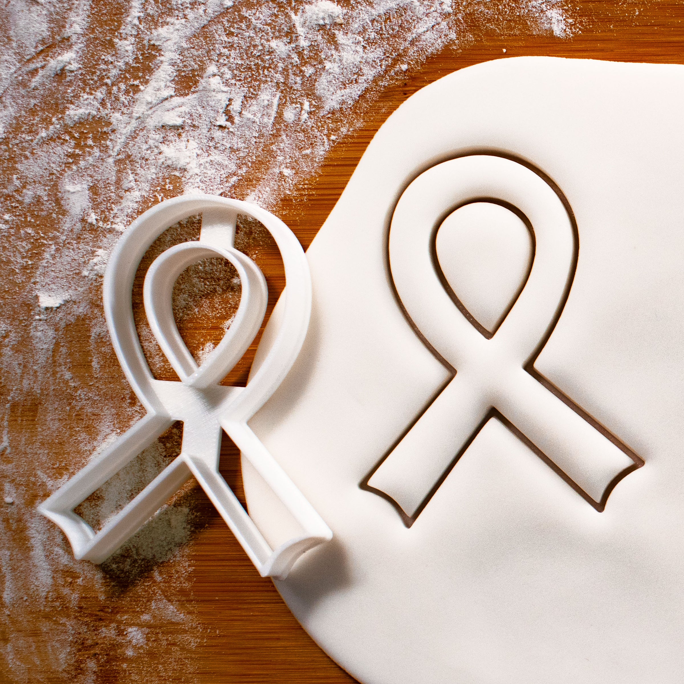 awareness ribbon cookie cutter pressed on fondant