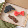 Set of 3 Cookies: Bowler Hat, Gentleman Bow Tie, Mustache