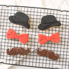 Set of 3 Cookies: Bowler Hat, Gentleman Bow Tie, Mustache