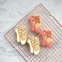 ballet shoes cookies on a tray