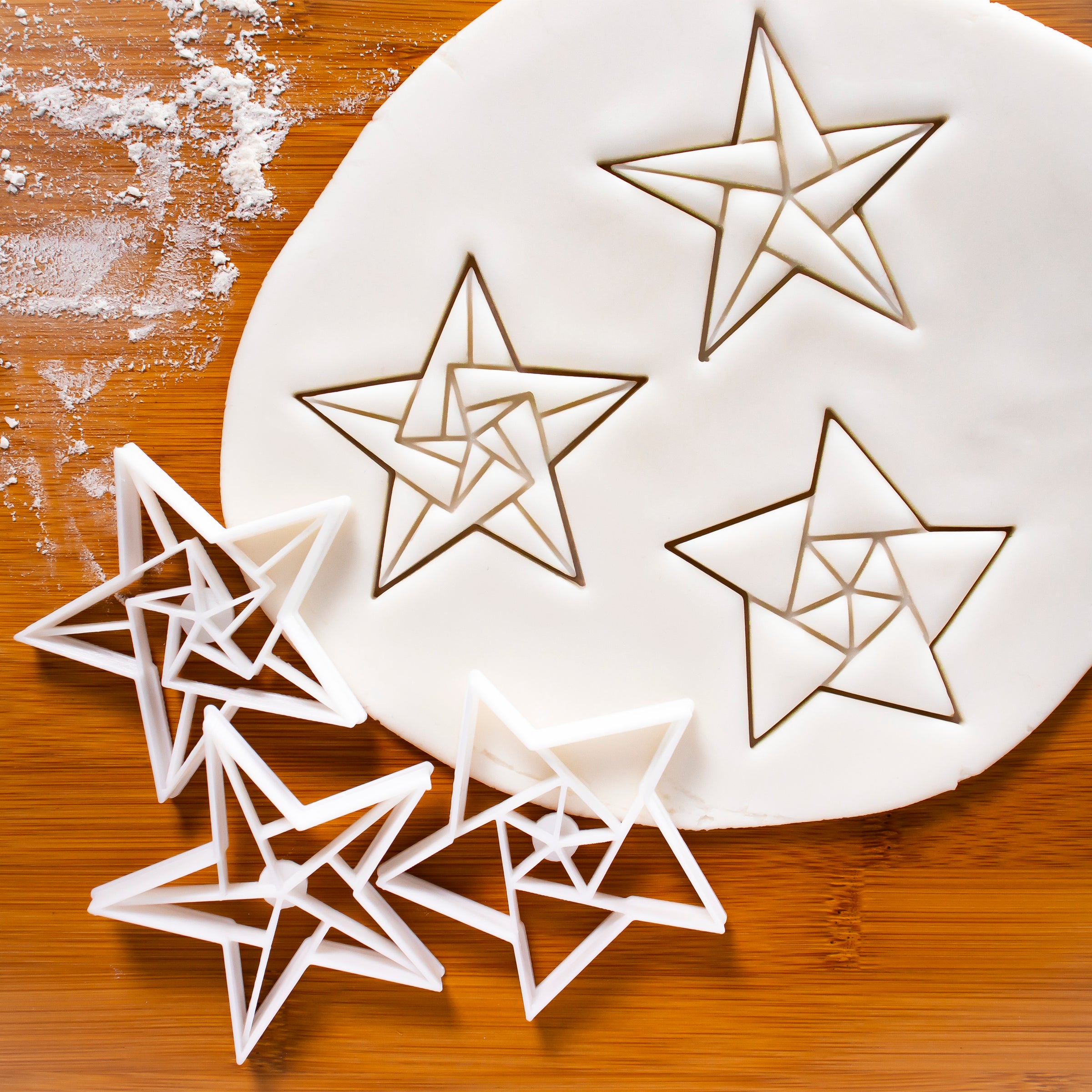 Set of 3 5-Sided Origami Star Cookie Cutters