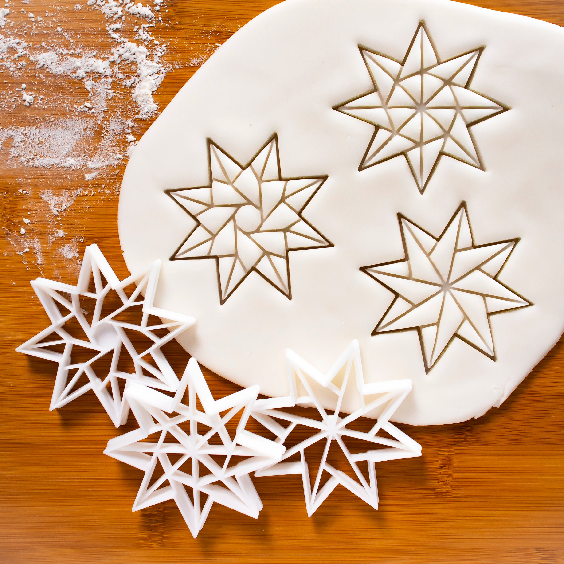 Set of 3 8-Sided Origami Star Cookie Cutters