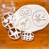set of 3 halloween themed cookie cutters: pumpkin jack o lantern, halloween witch and halloween cat