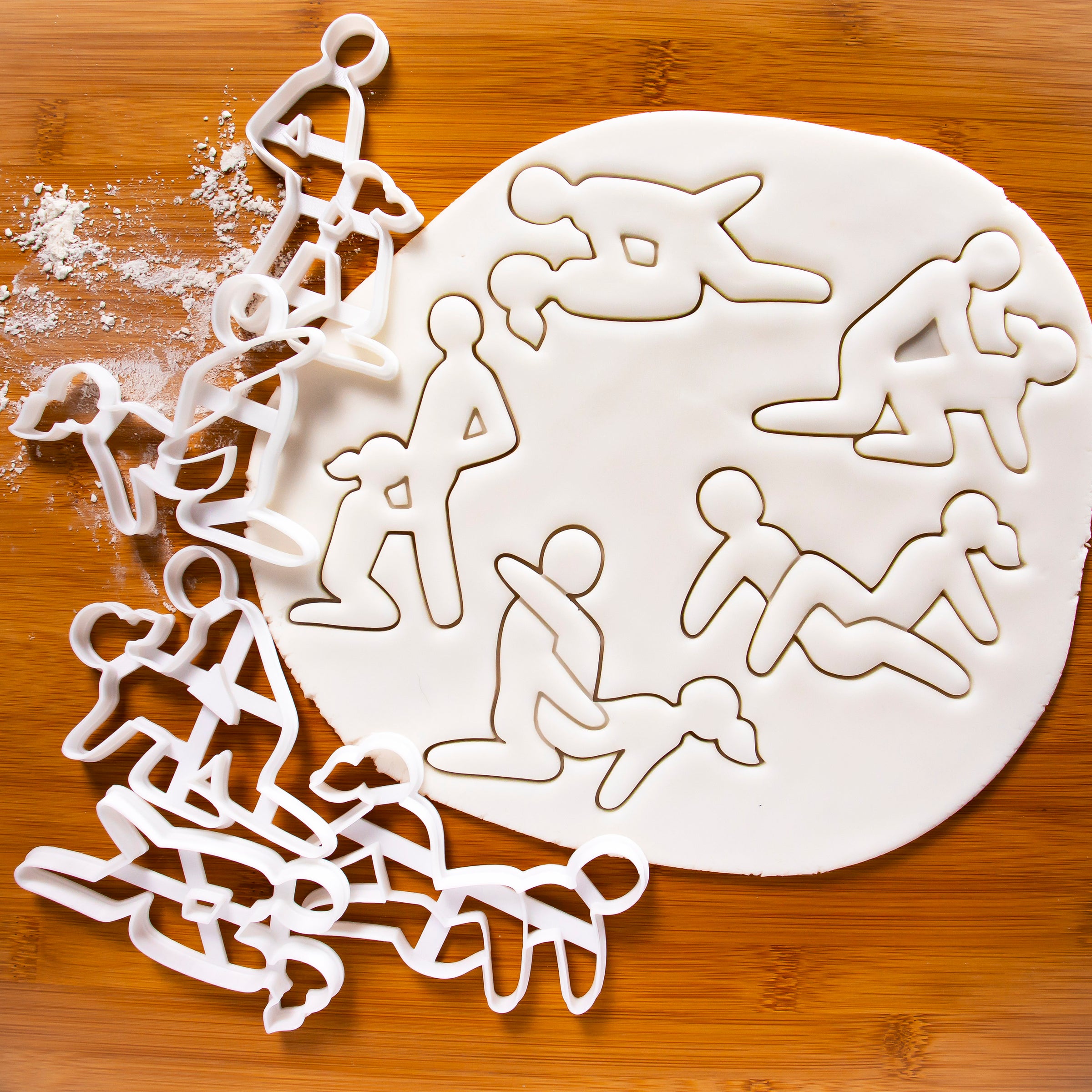 set of 5 sex position cookie cutters: missionary blowjob doggy shoulder holder spider